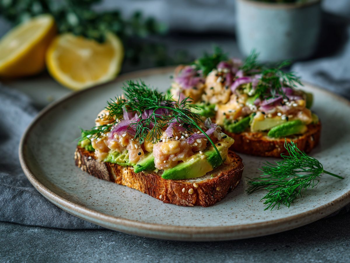 Tostadas mit Avocado und Sesam