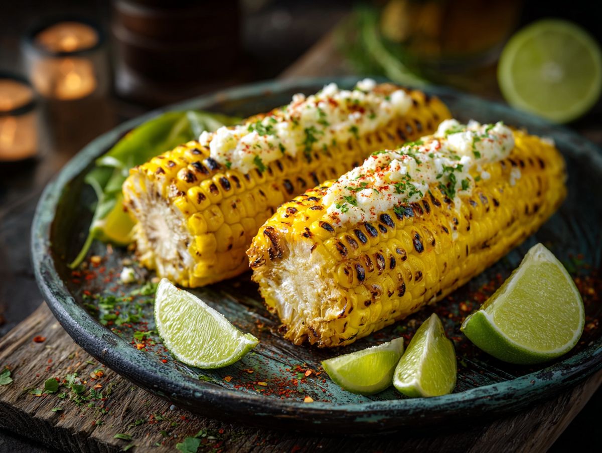 Gegrillter Mais mit Limette und Kräutern